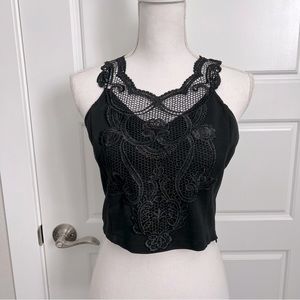 Black Lace Detailed Dressy Crop Top